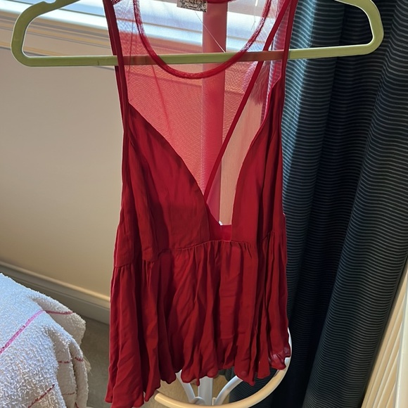 Red mesh free people top - Picture 3 of 3